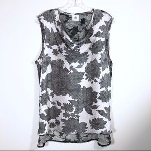 CAbi cowl neck layered floral tank blouse. 1X